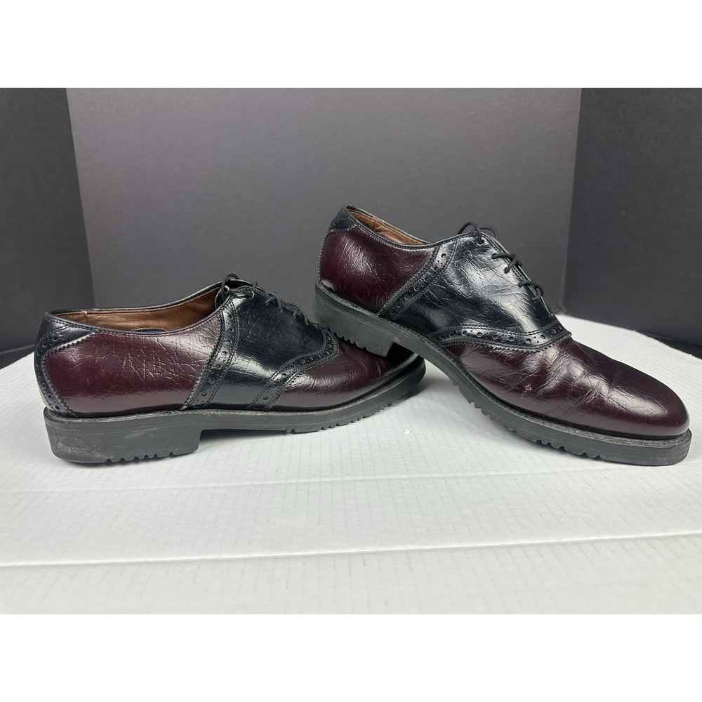 Allen Edmonds Burgundy & Black Saddle Oxfords Dress Shoes Men's Sz US 9 D